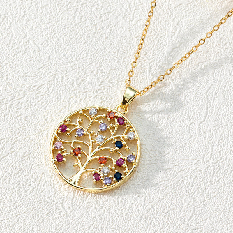 Zirconia - Tree of Life Hollow Pendant Necklace