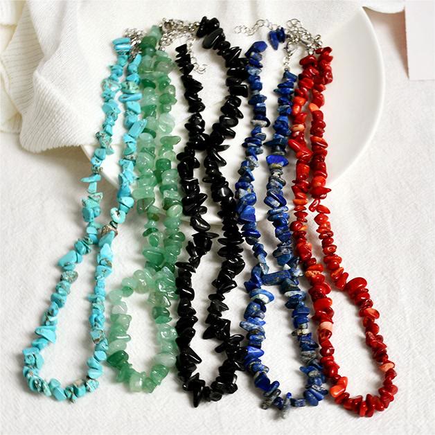 Lina Polished Crystal Necklace with Natural Gemstones
