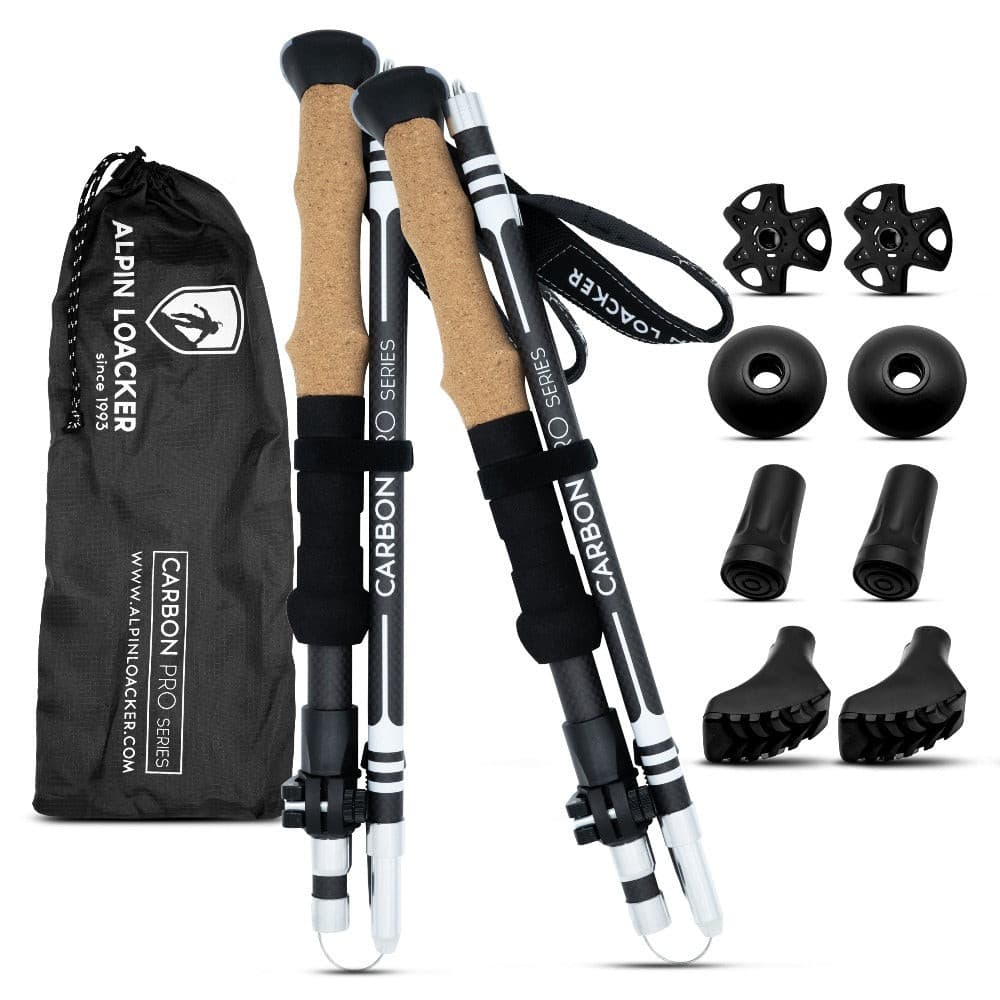 UltraLight Trekking Poles - Foldable Carbon Poles with Cork Grips