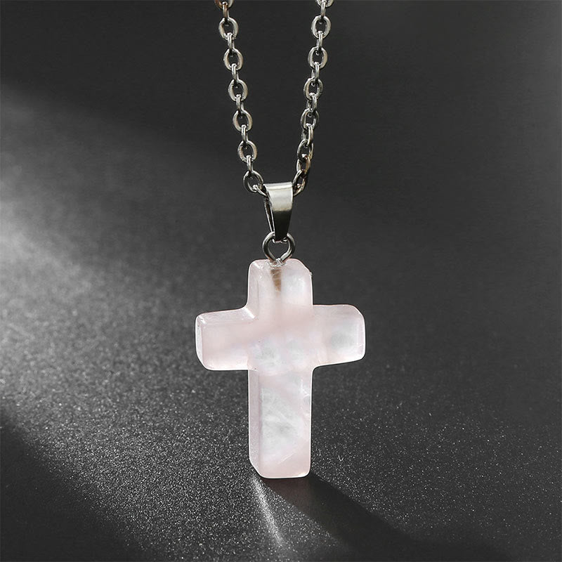 Seraphina - Natural Gemstone Cross Necklace for Women