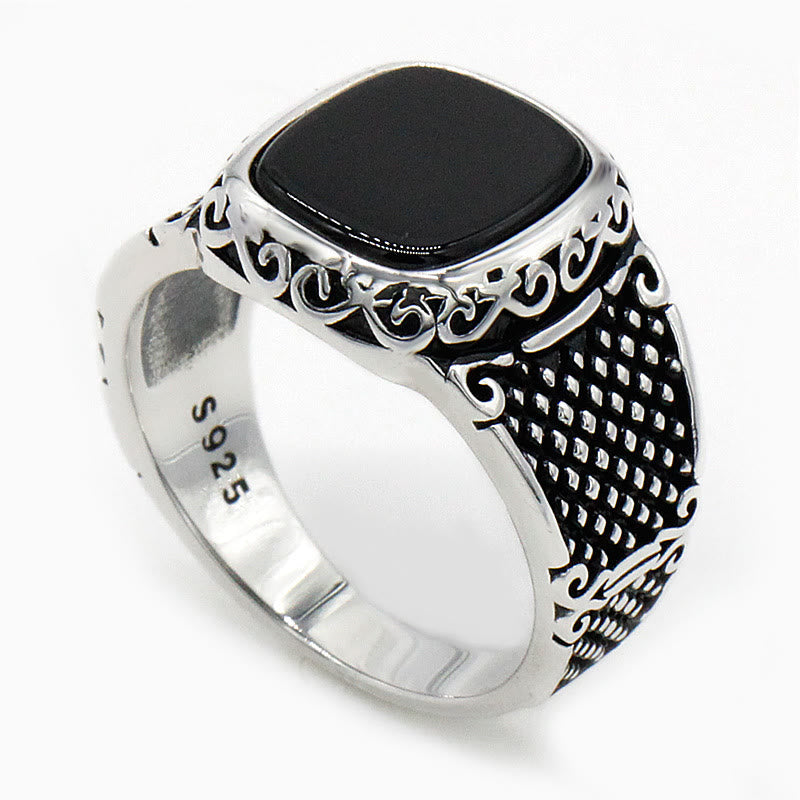 Max - Black Onyx Sterling Silver Ring for Men
