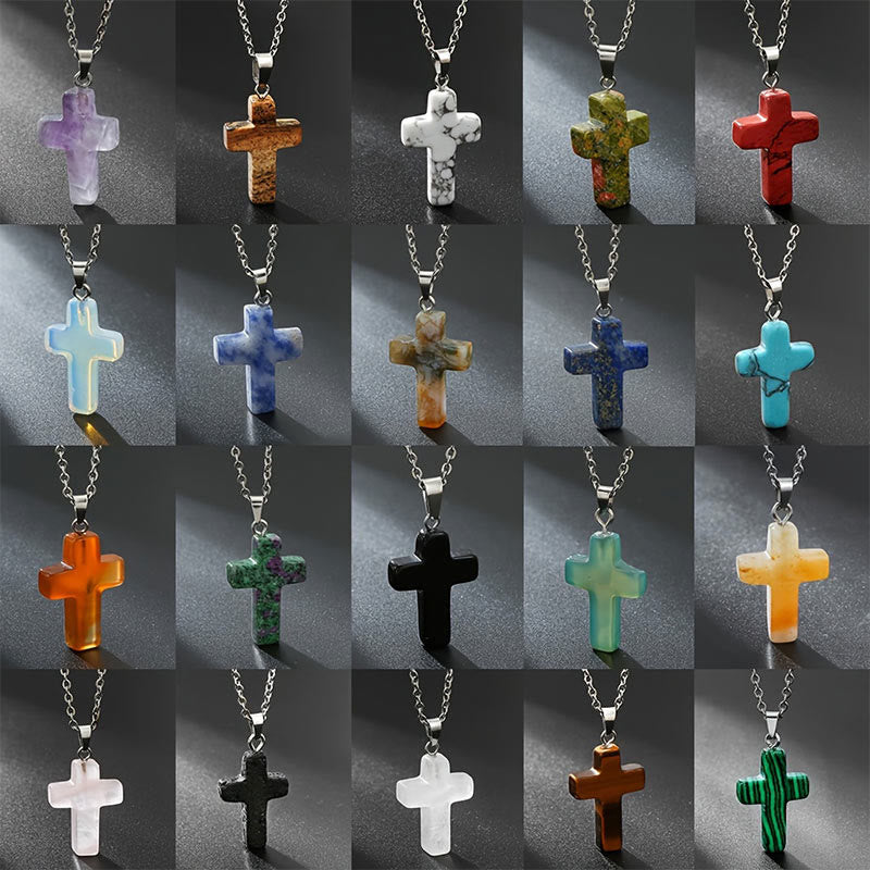Seraphina - Natural Gemstone Cross Necklace for Women