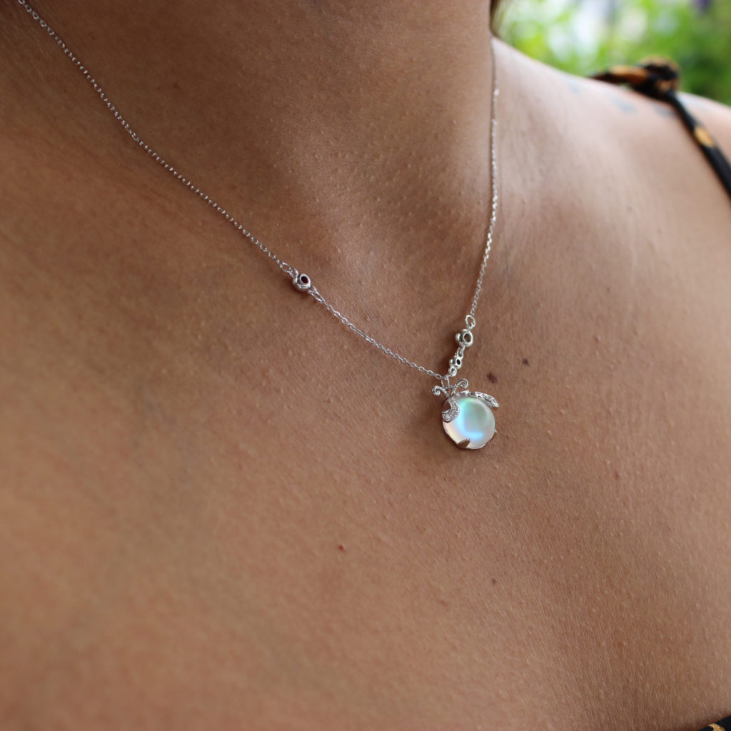 Firefly Moonstone Necklace - Glowing Handmade Silver Pendant