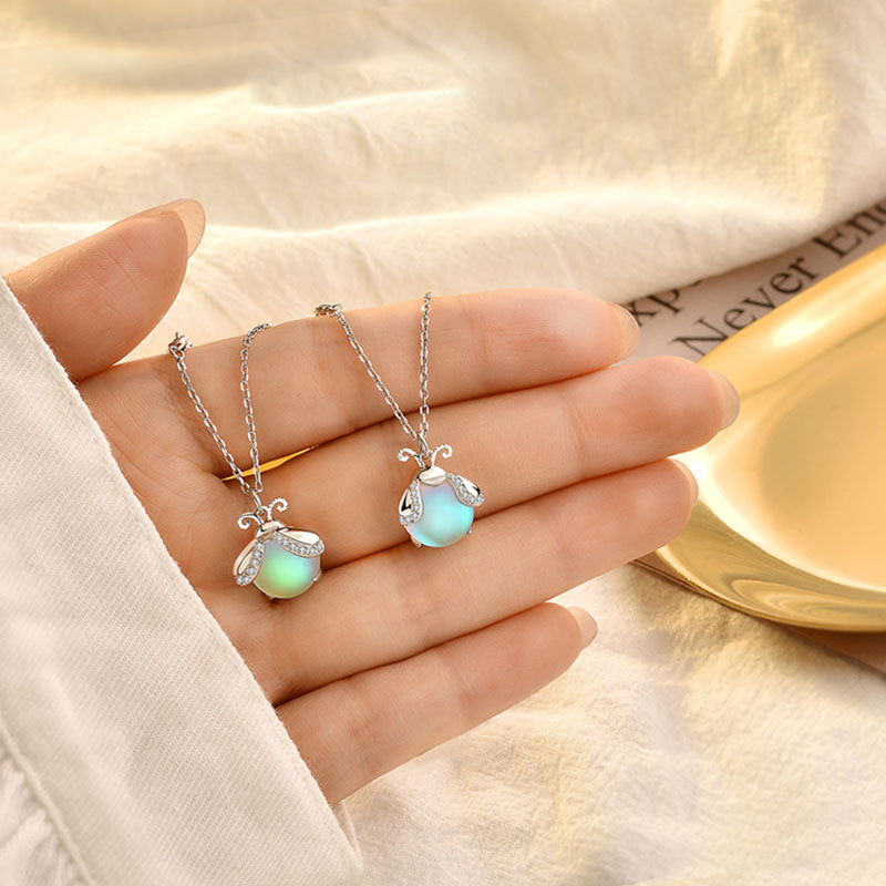 Firefly Moonstone Necklace - Glowing Handmade Silver Pendant