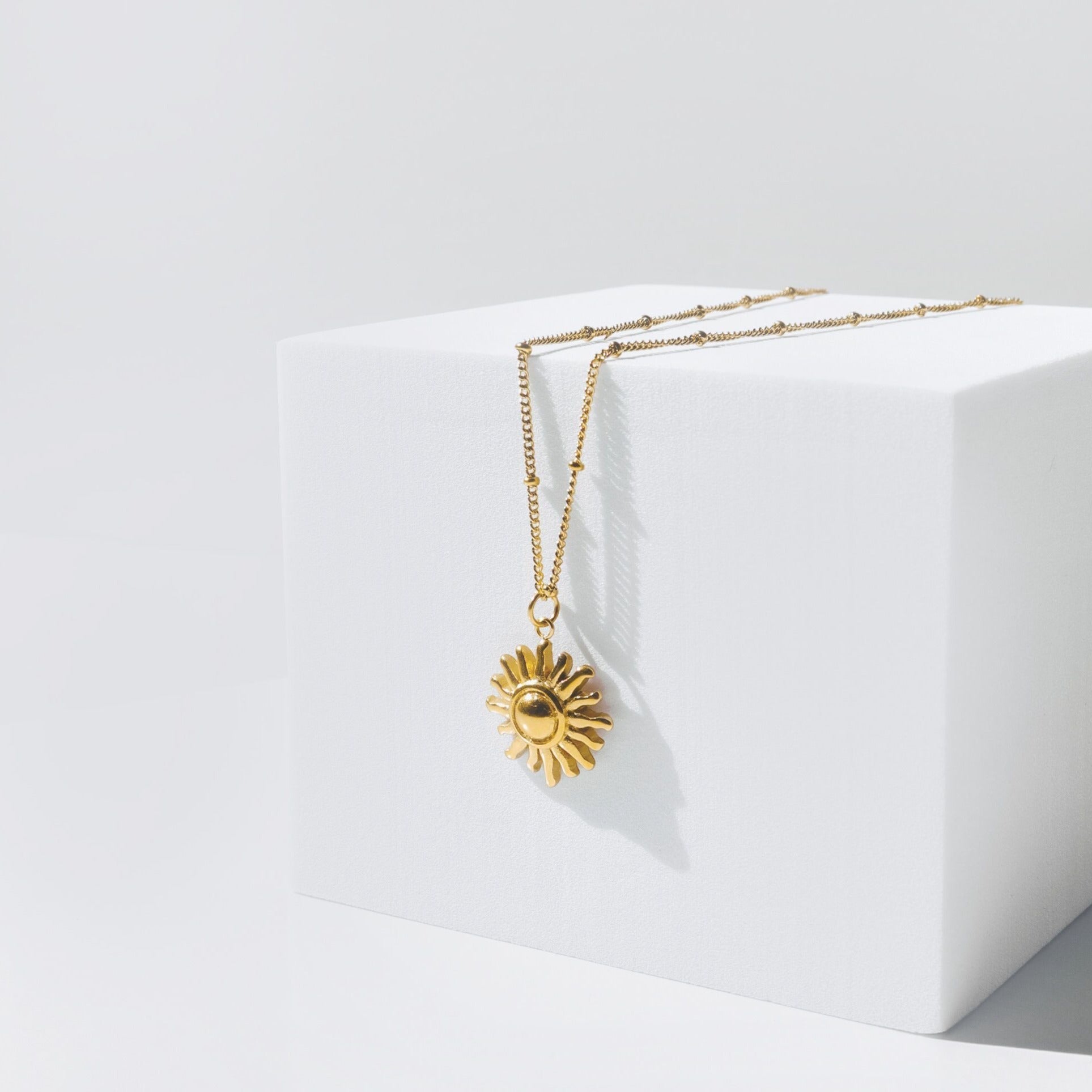 Solara - Gold Sun Pendant Necklace with Adjustable Chain