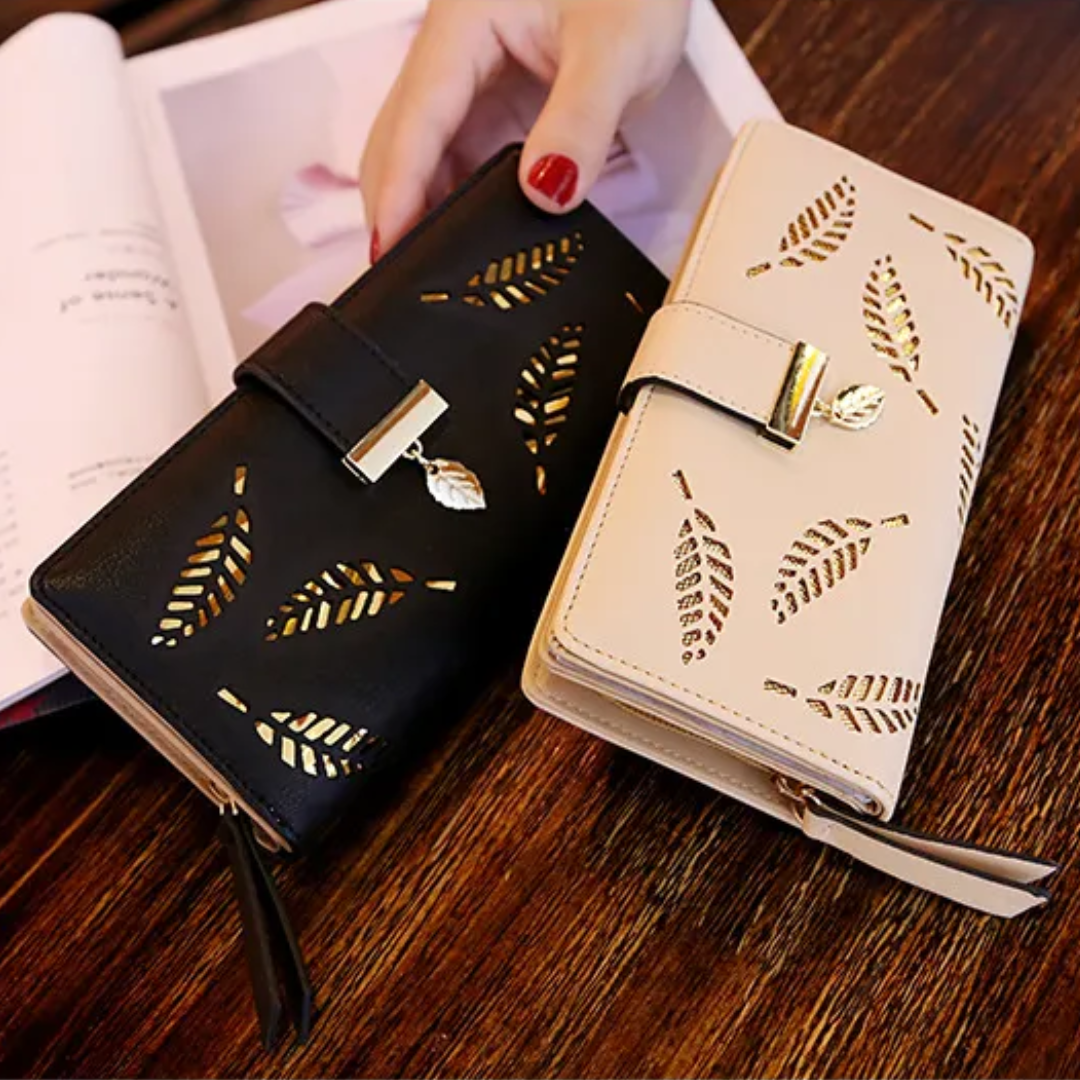 GoldenLeaf - Luxury Leather Wallet with Leaf Design
