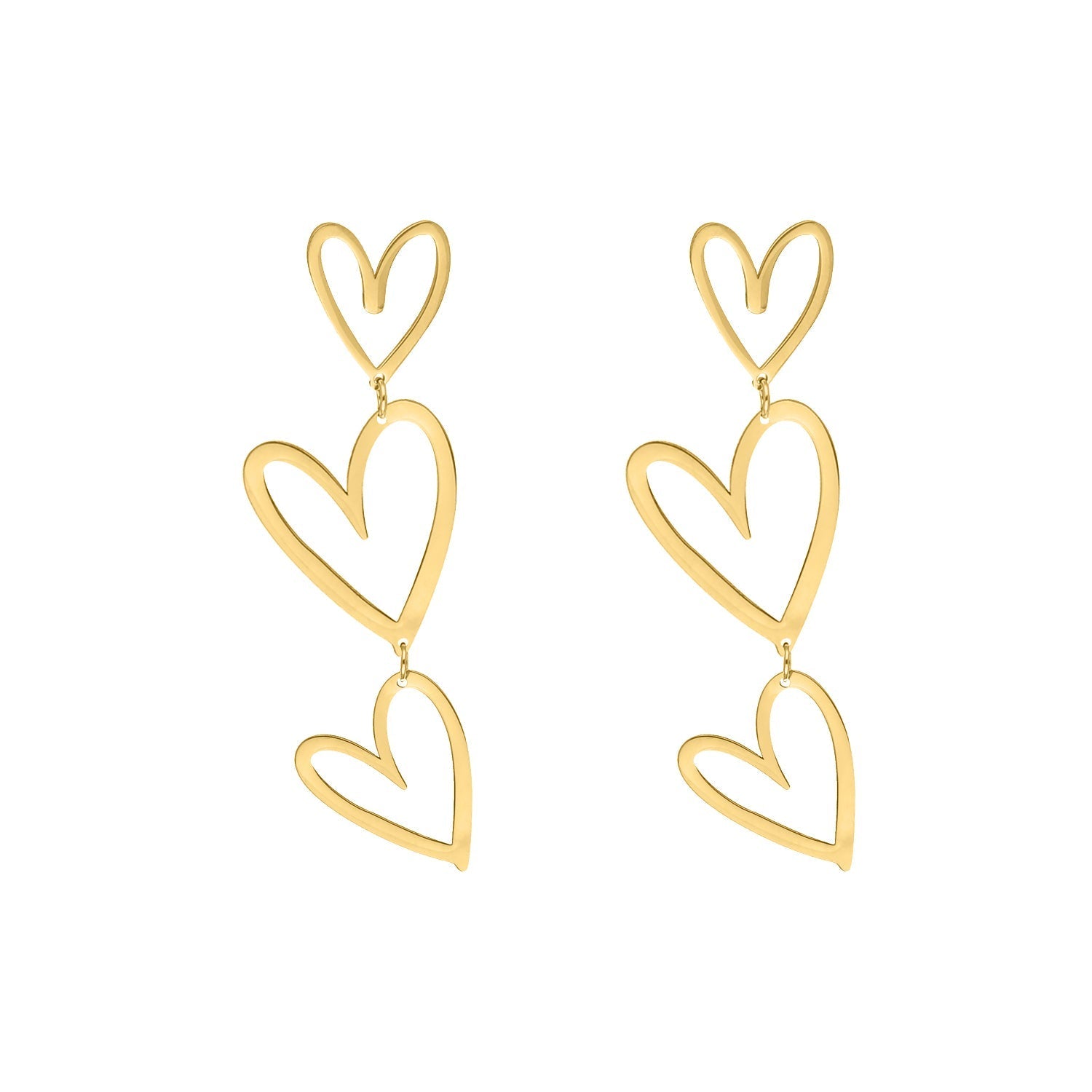 TripleHeart Earrings - Triple Open Hearts