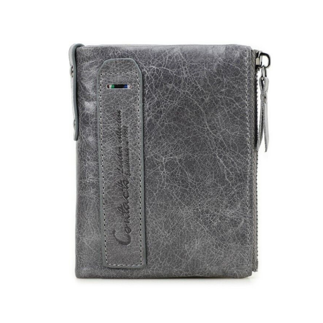 CompactWallet - Double Zip Leather Wallet with Card Slots