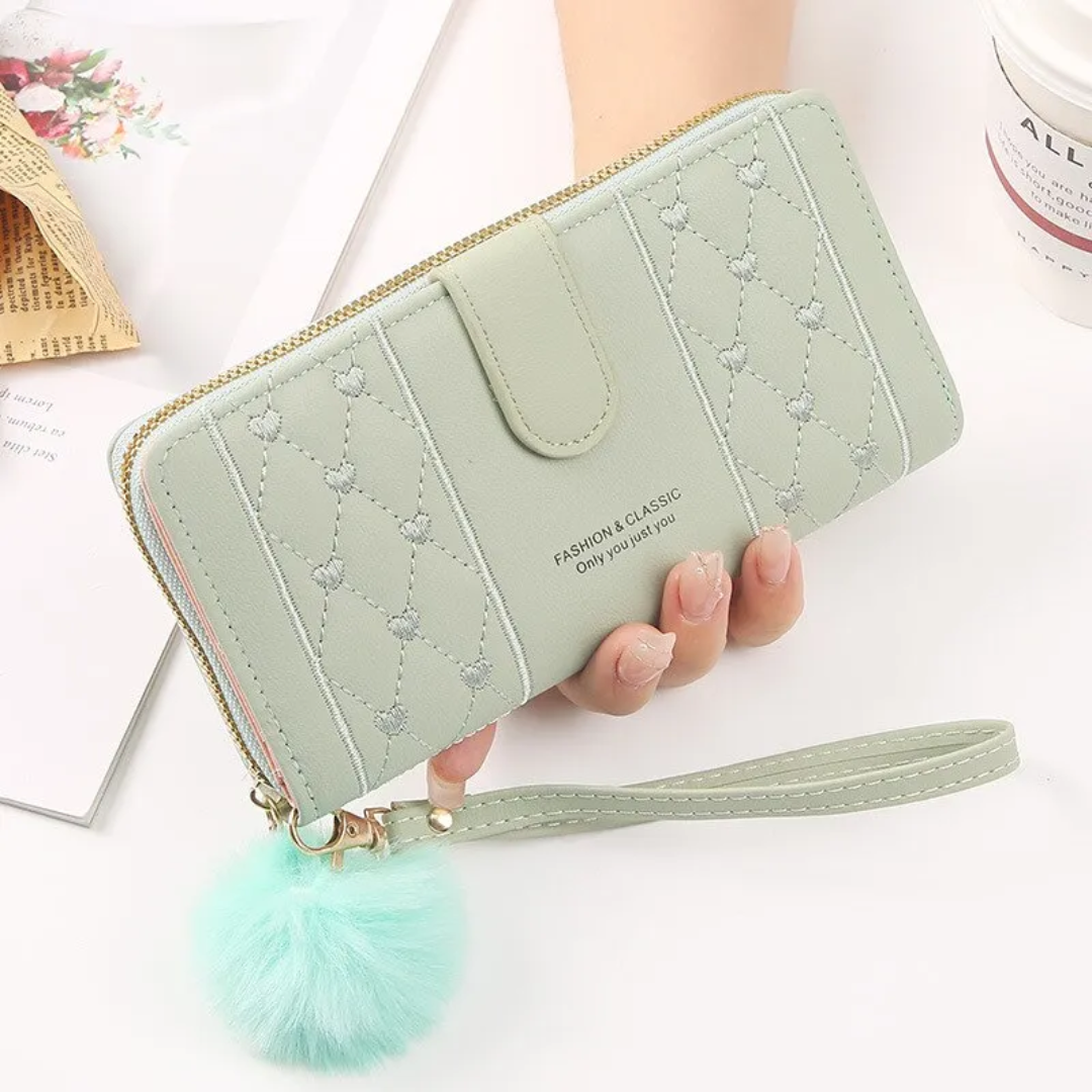EmbroiWallet - Elegant Wristlet Wallet with Heart Embroidery