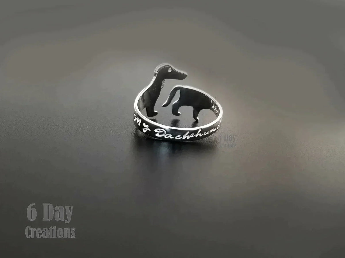 Dachshund Ring - Adjustable Silver Ring for Dog Lovers