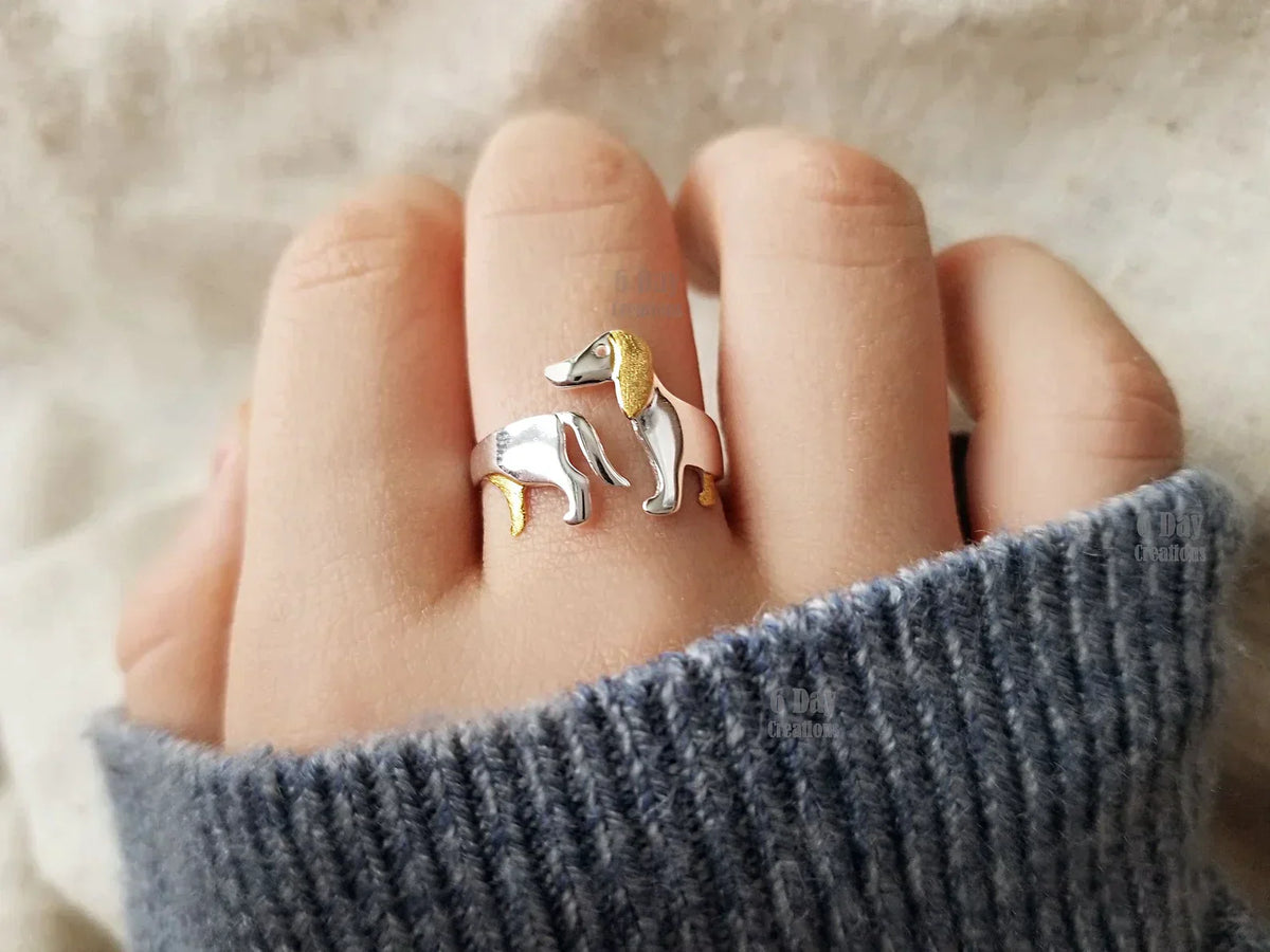 Dachshund Ring - Adjustable Silver Ring for Dog Lovers