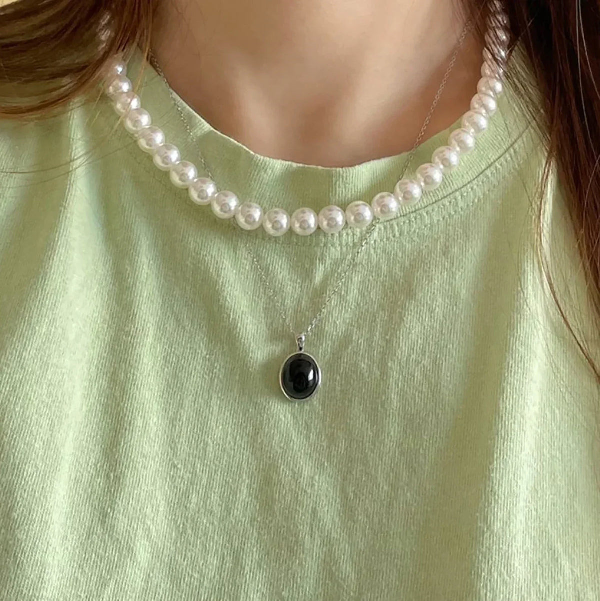 Black Opal Necklace - Bold Minimalist Statement Pendant