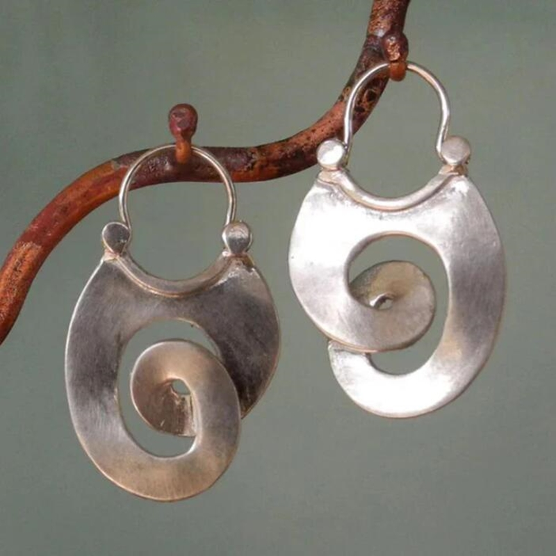 Nayela - Vintage Silver Spiral Earrings for Women