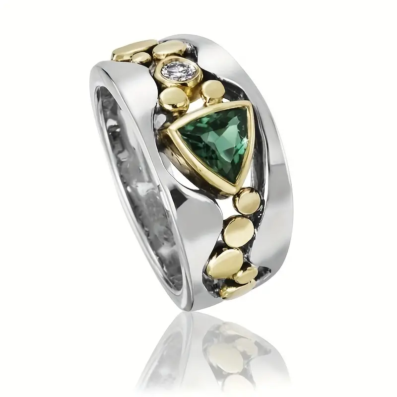 Aurora - Vintage Ring with Green Crystal