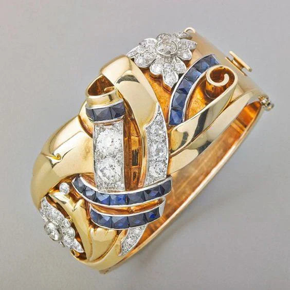 Celia - Vintage Gold Ring with Blue Zirconia