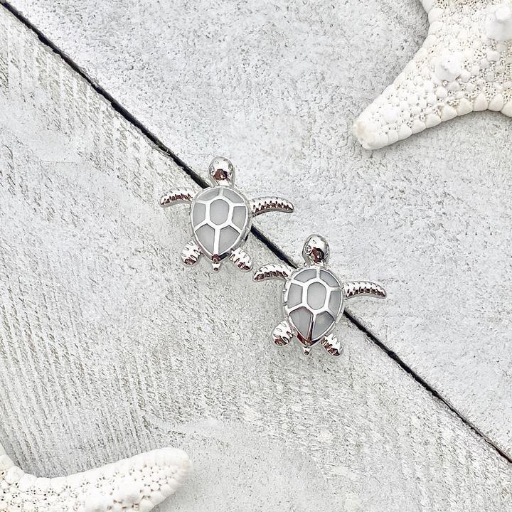 Marinea - Silver Sea Turtle Opal Earrings for Women