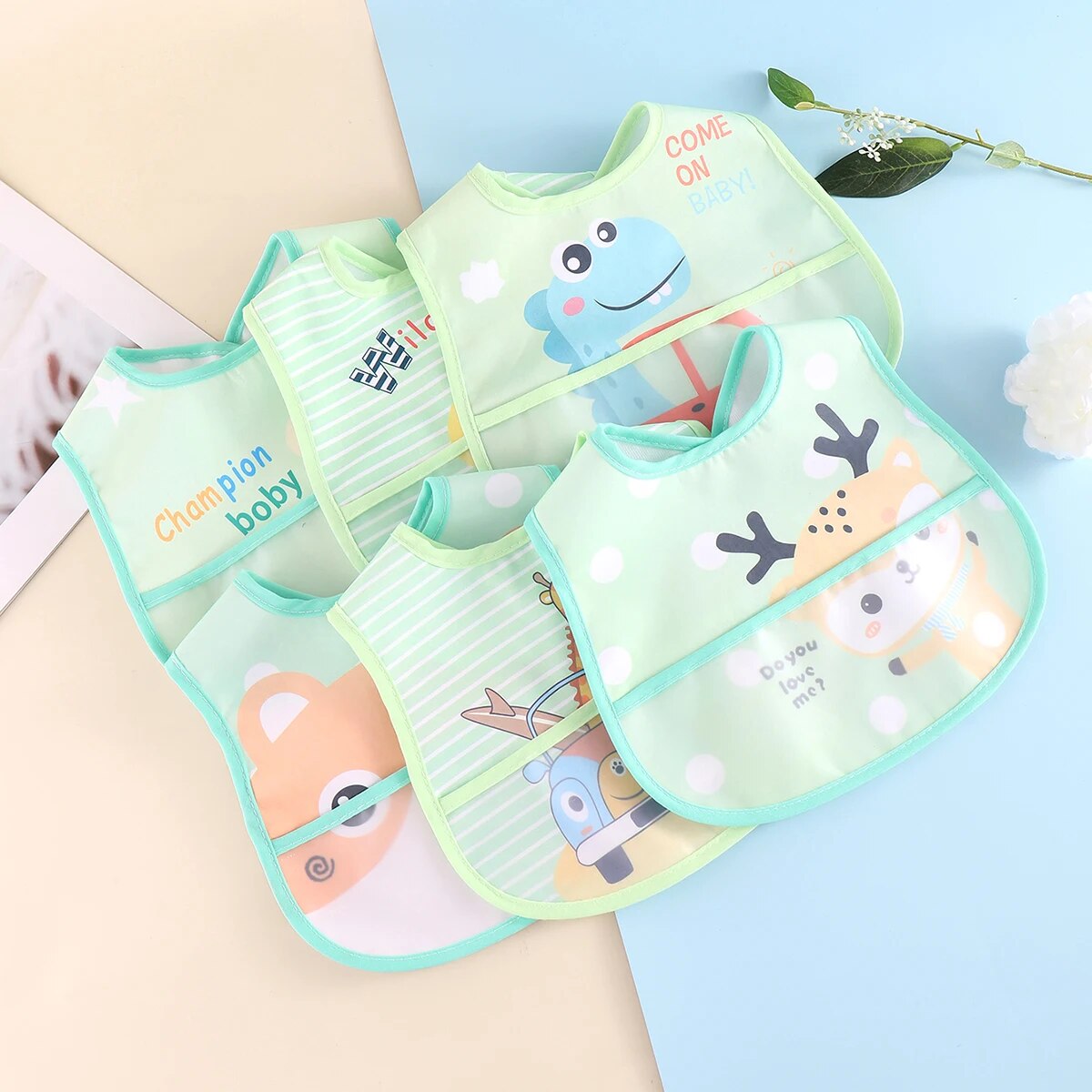 AquaGuard - Adjustable Baby Bibs (Set of 5)