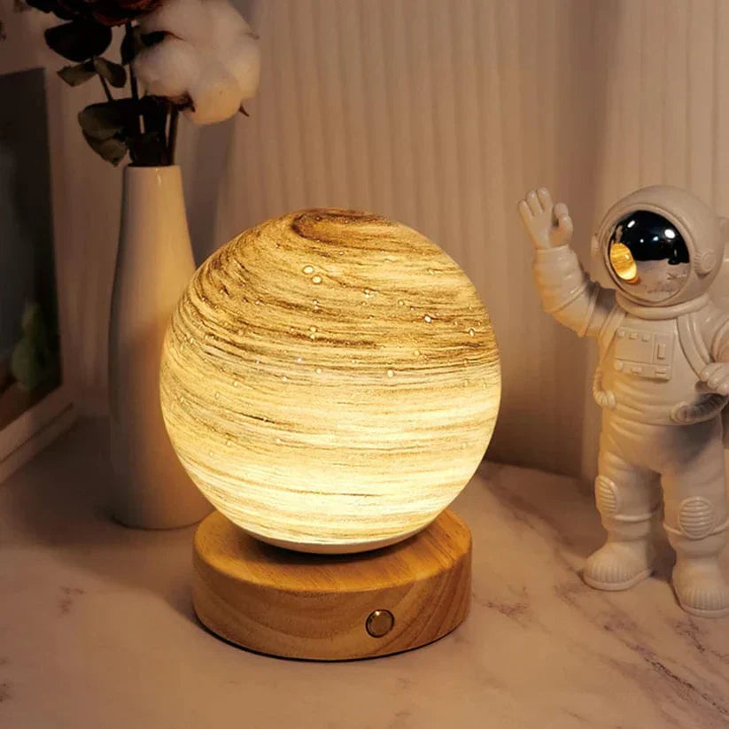LuminaGlow Moon Lamp - USB Mood Light, Glass & Wood