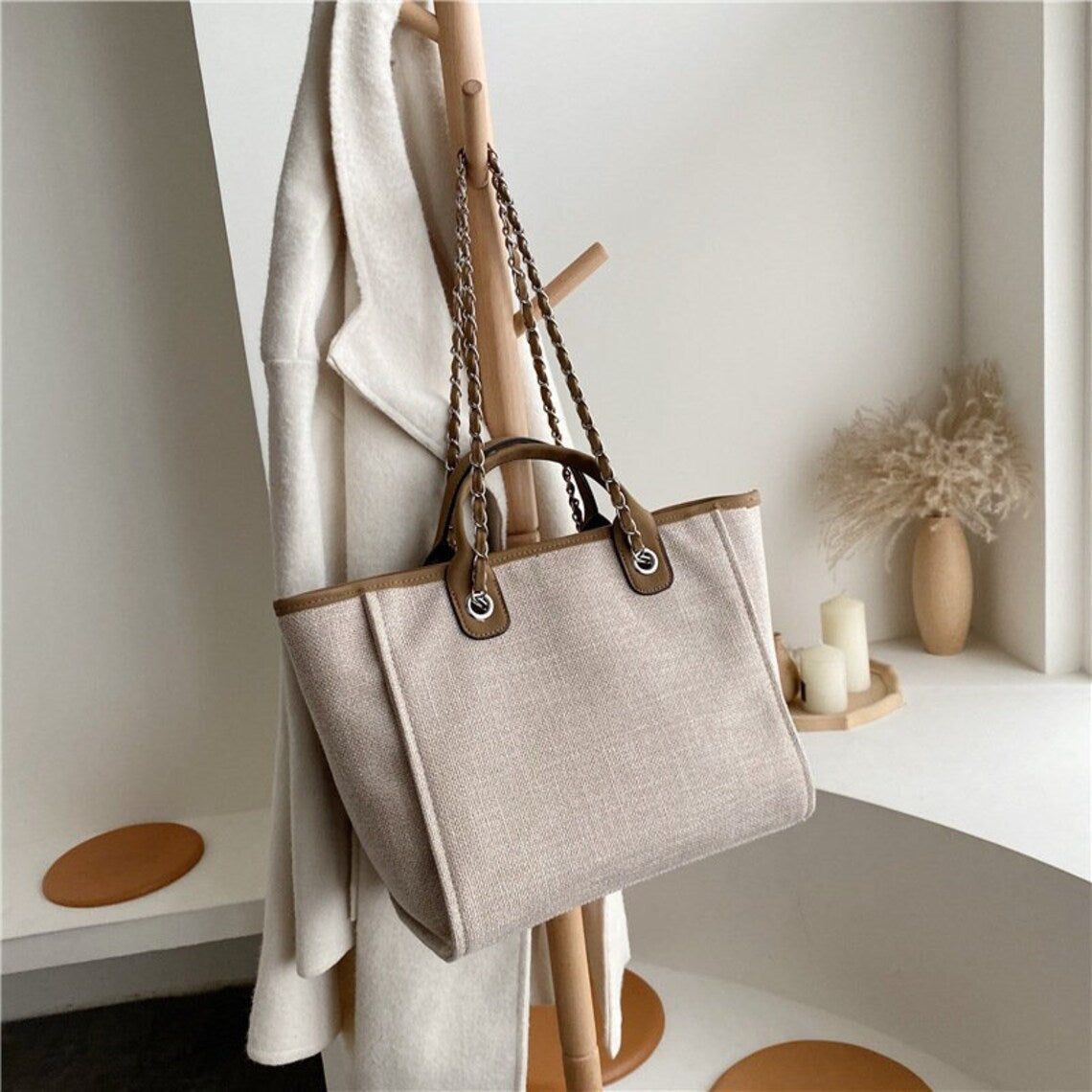 Elise - Spacious Canvas Tote Bag