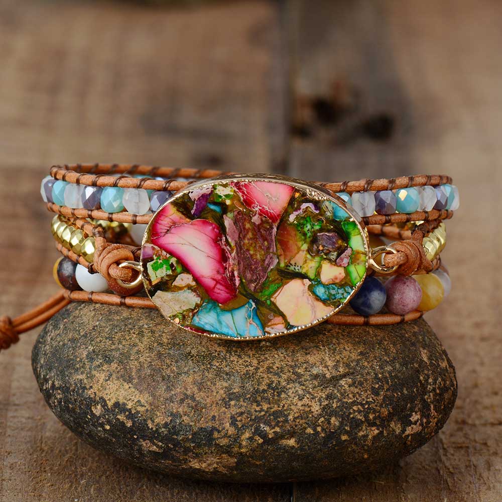 Aurora - Handmade Amazonite Goddess Wrap Bracelet