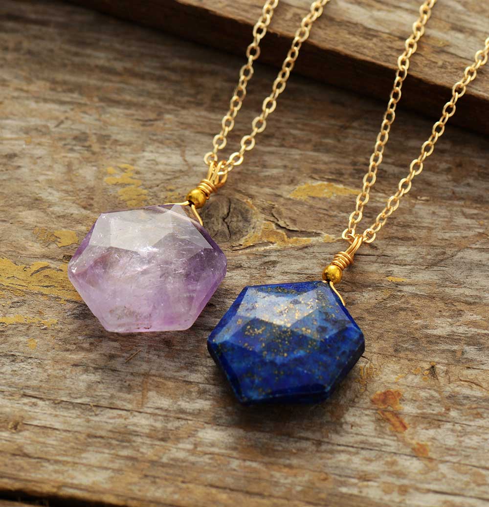 Lapis Lazuli - Hexagon Pendant Necklace