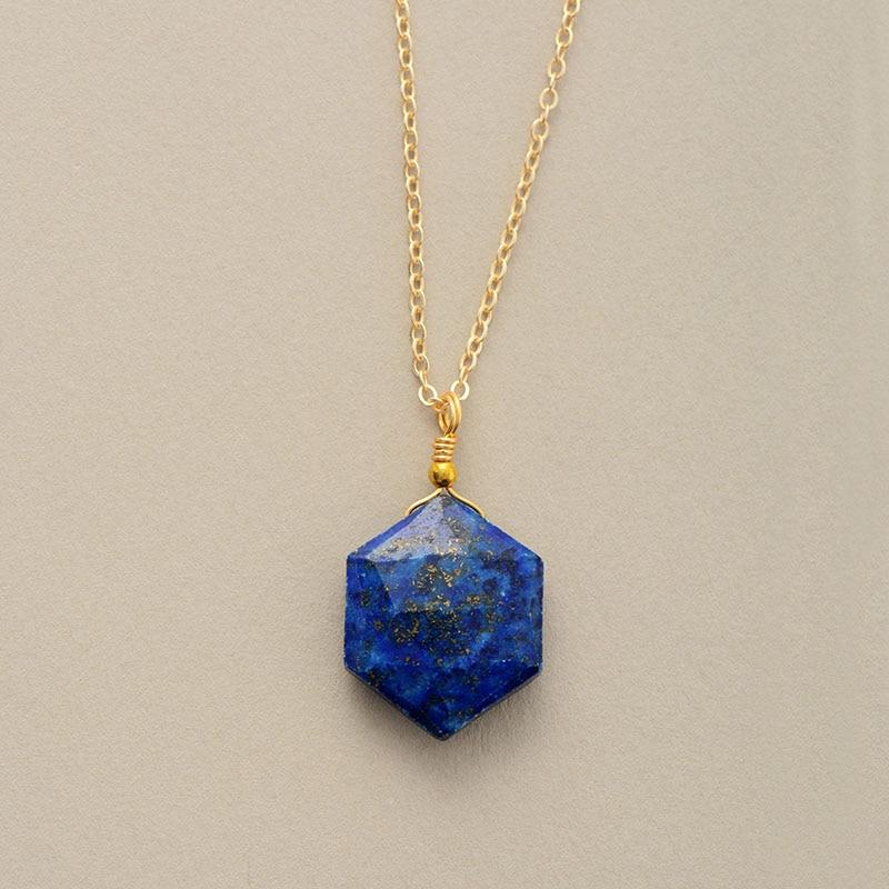 Lapis Lazuli - Hexagon Pendant Necklace