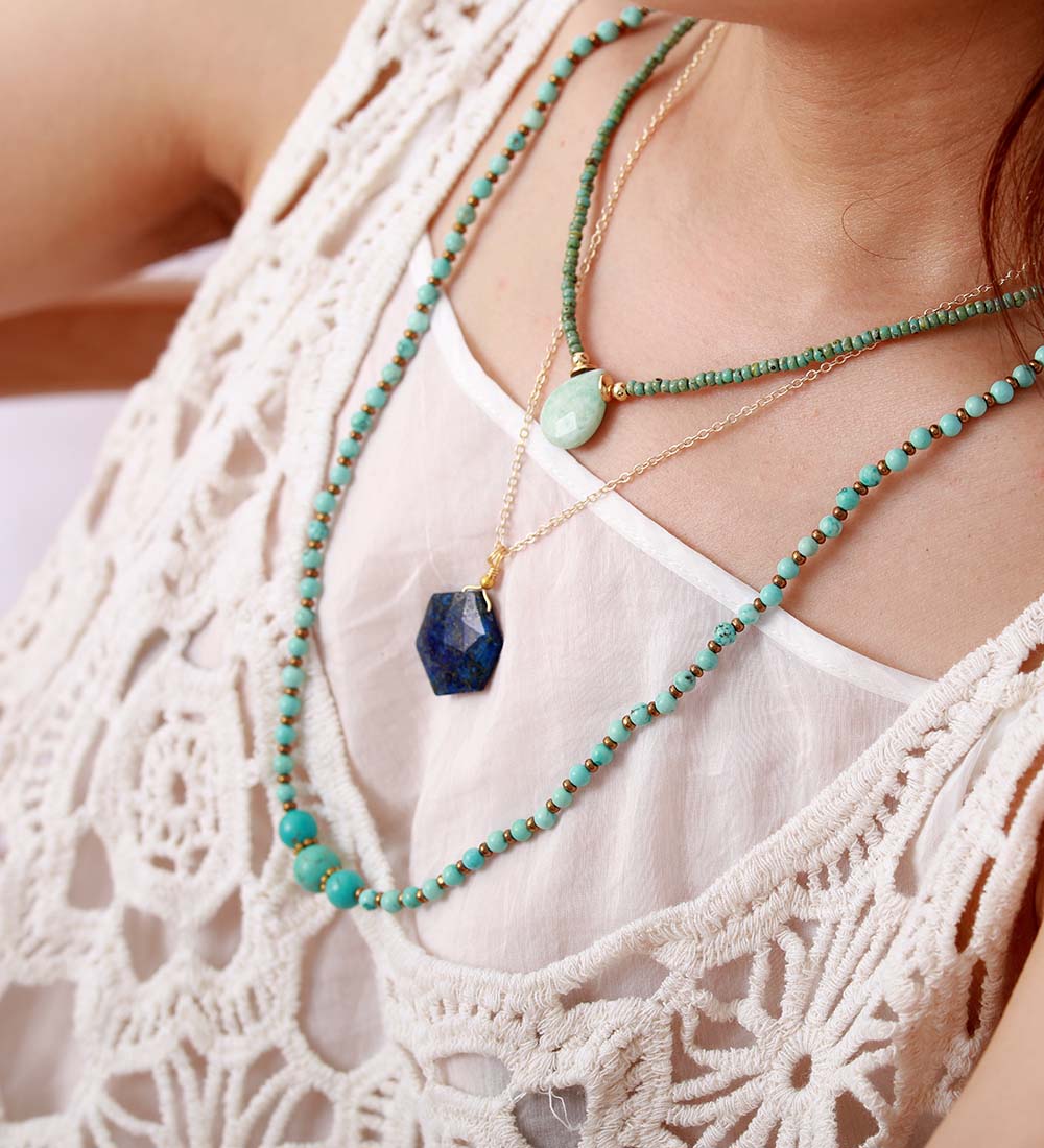 Lapis Lazuli - Hexagon Pendant Necklace
