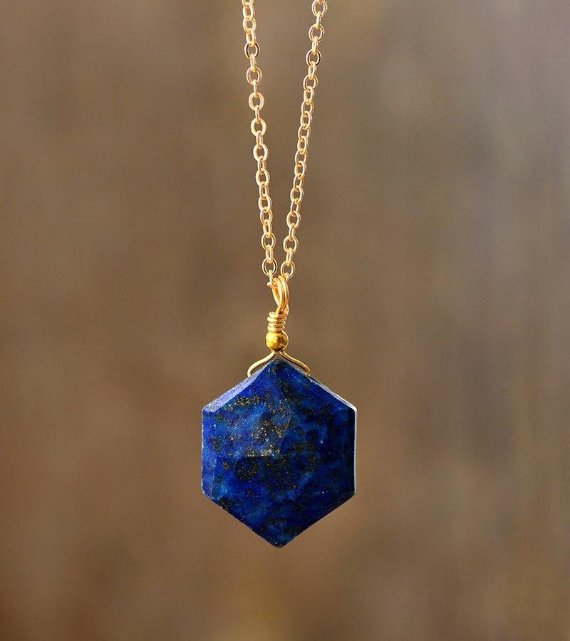 Lapis Lazuli - Hexagon Pendant Necklace