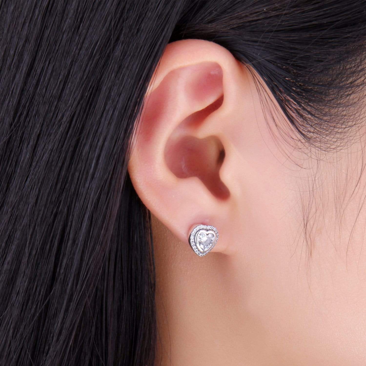 Celestia - Heart Earrings with Silver Zirconia for Women