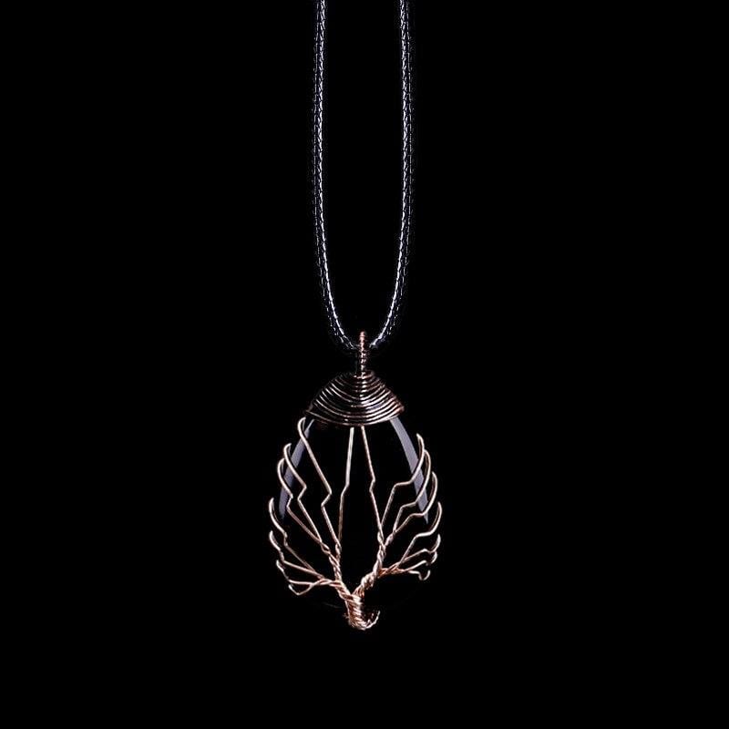 Eryna - Black Obsidian Drop Pendant Necklace