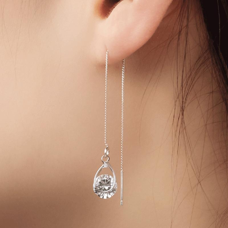 Isalyn - Long Rhinestone Drop Earrings