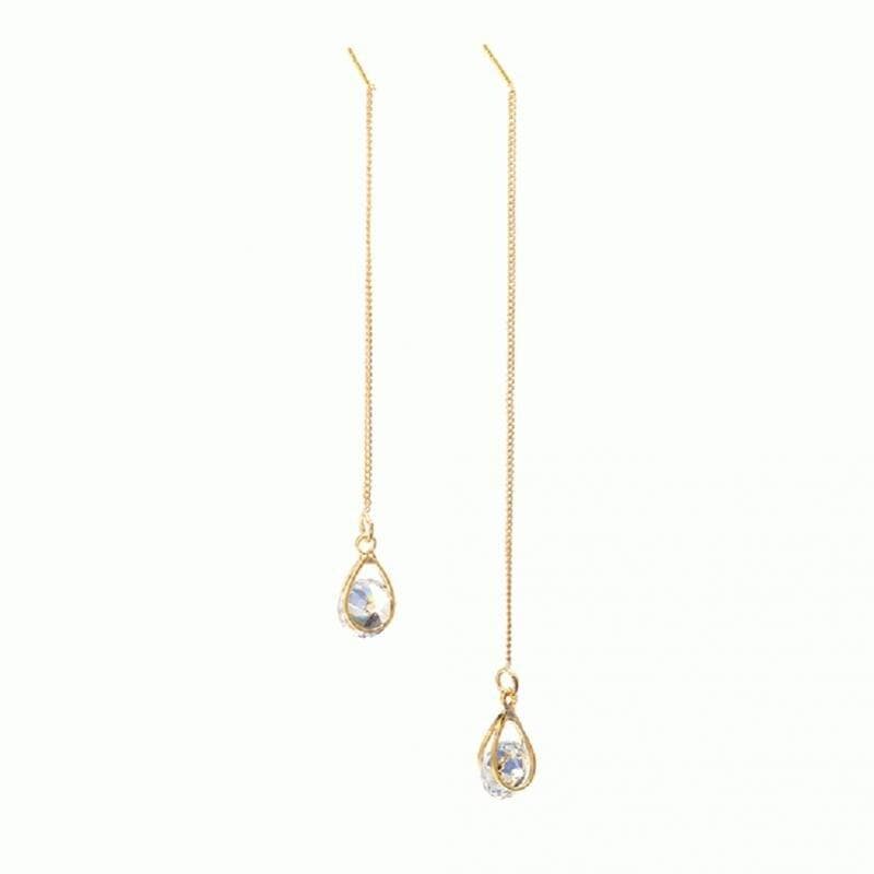 Isalyn - Long Rhinestone Drop Earrings