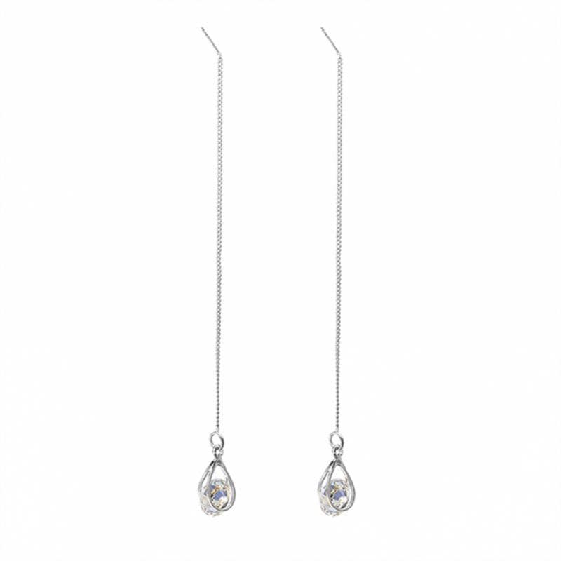 Isalyn - Long Rhinestone Drop Earrings
