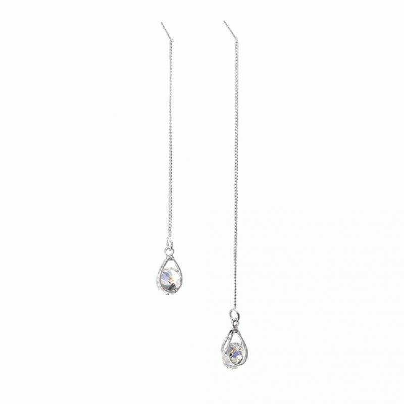 Isalyn - Long Rhinestone Drop Earrings