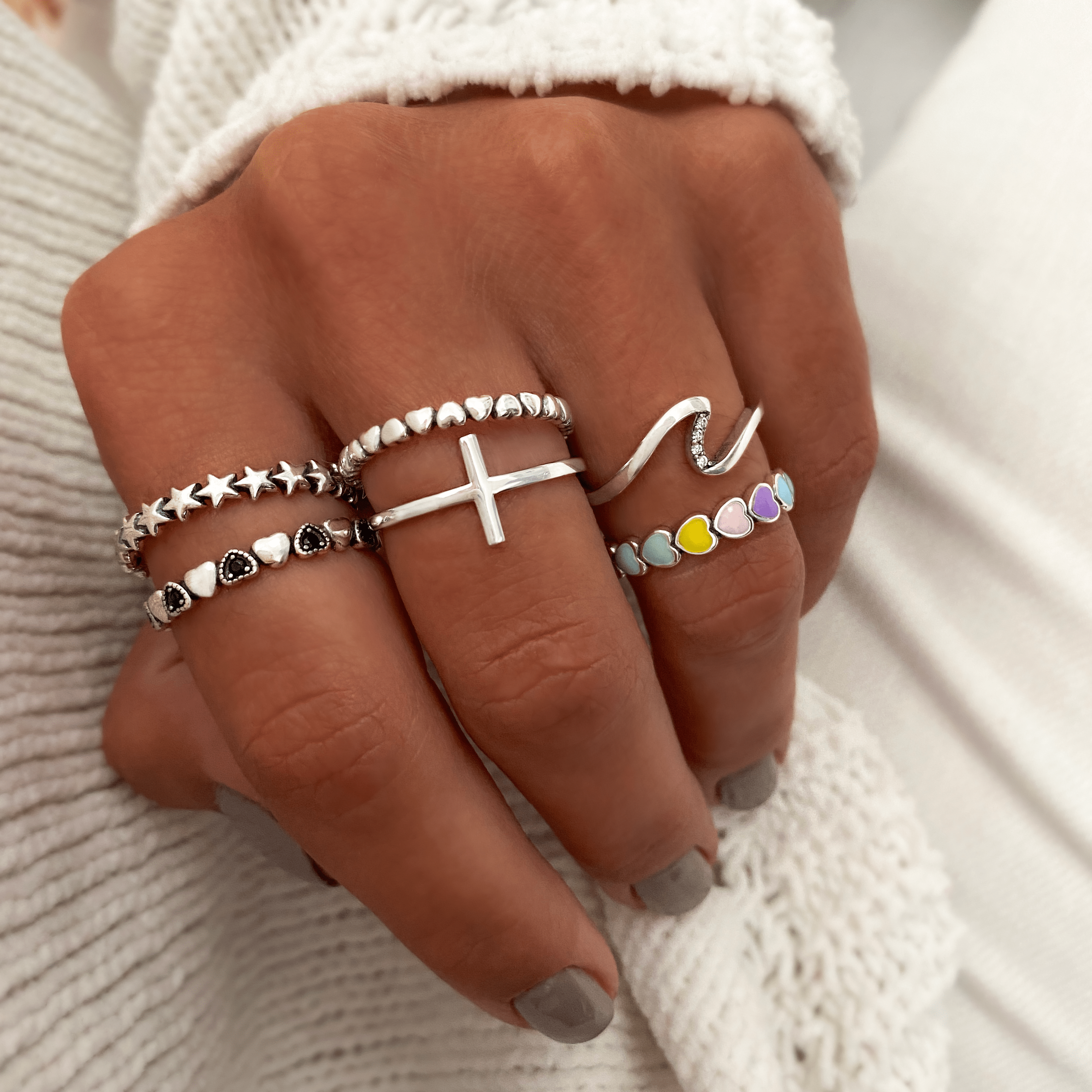 Amélie - Sterling Silver Cross Ring for Women