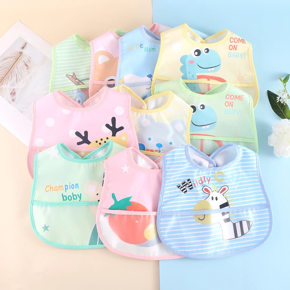 AquaGuard - Adjustable Baby Bibs (Set of 5)