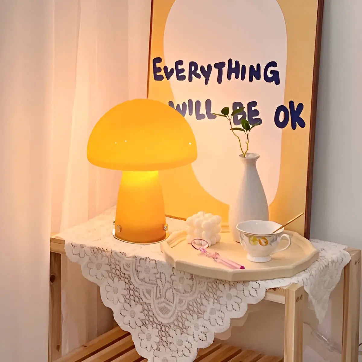 Scandinavian LED Mushroom Lamp - Warm Mushroom Table Light