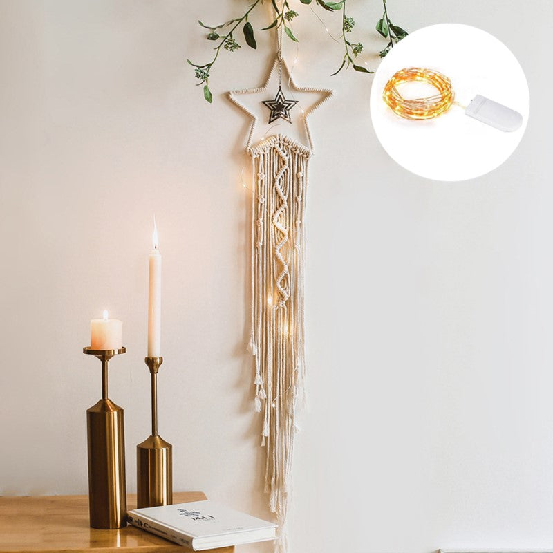 DreamWeaver Macramé - Bohemian Wall Decoration with Lights