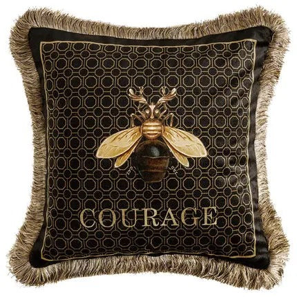 Golden Bee Cushion Cover - Luxe Gold Bee Print