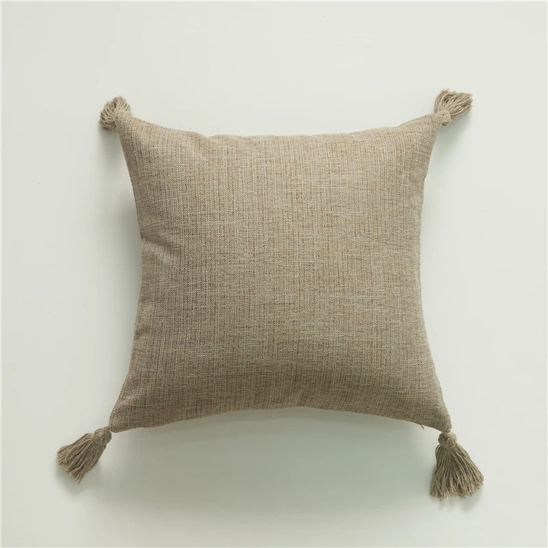 ImperialRest Linen Cushion Cover - Tasseled Accent