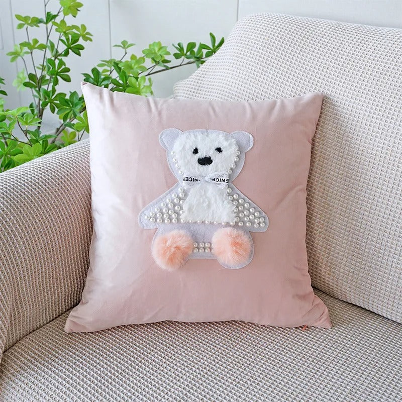 VelourVista Cushion Cover - Cute Plush 3D Design
