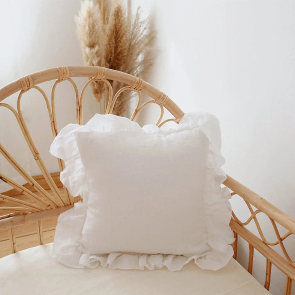 Linen Ruffle Cushion Cover - Ruffle Edge Linen