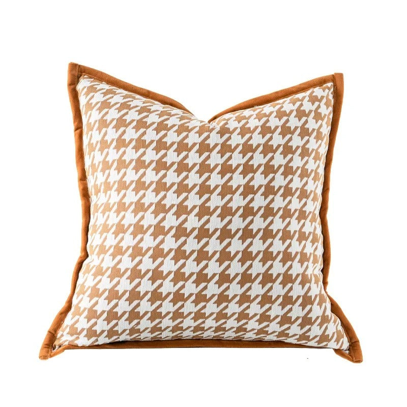 VelvetGlow Cushion Cover - Double-Sided Geometric Jacquard