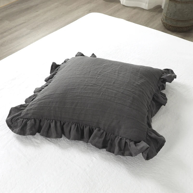 Linen Ruffle Cushion Cover - Ruffle Edge Linen