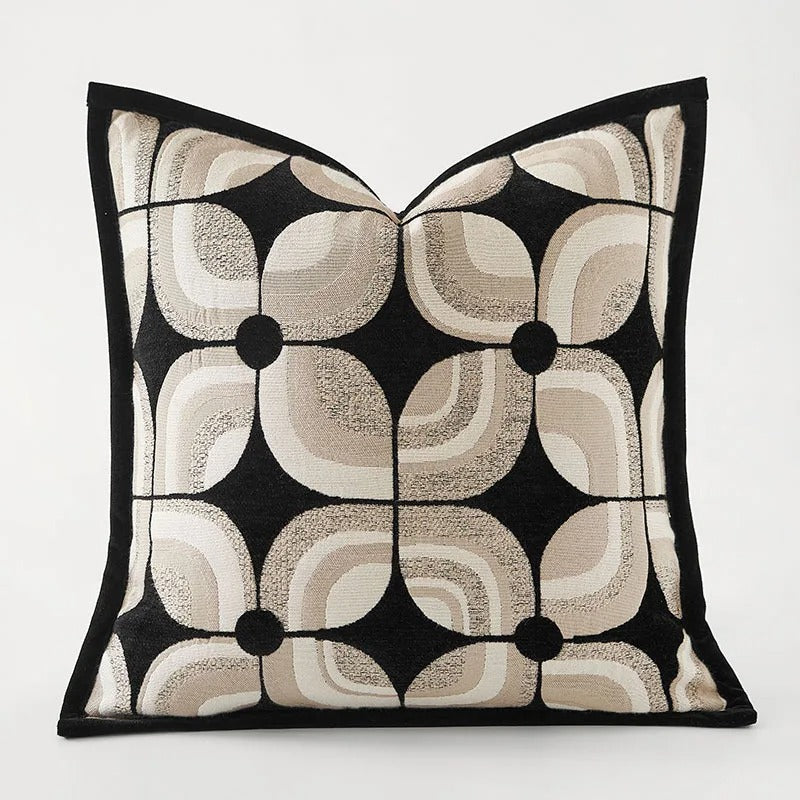 RegalRest Cushion Cover - Geometric Black & Khaki