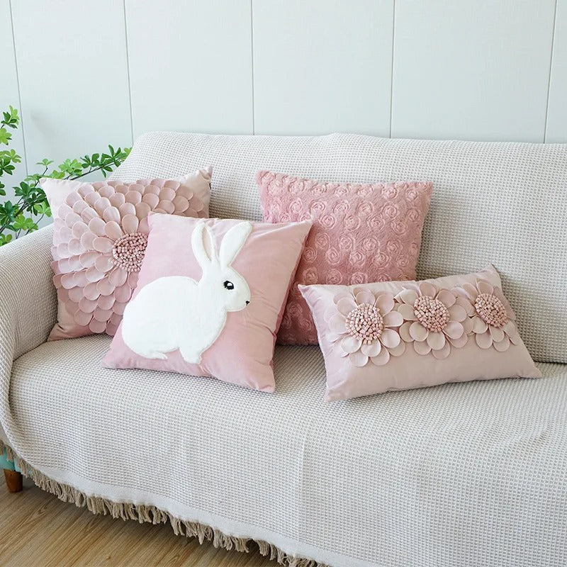 VelourVista Cushion Cover - Cute Plush 3D Design