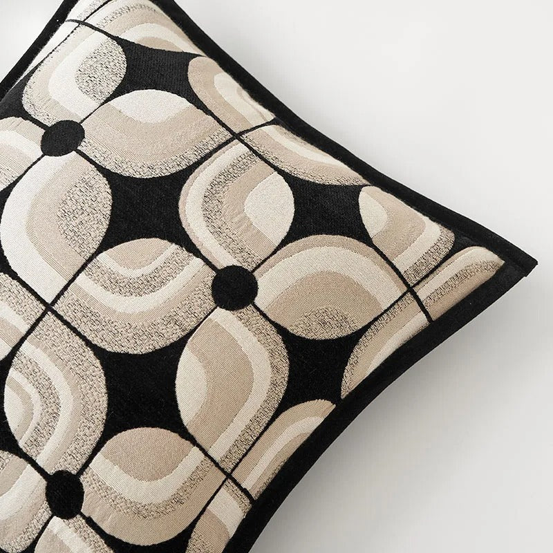 RegalRest Cushion Cover - Geometric Black & Khaki