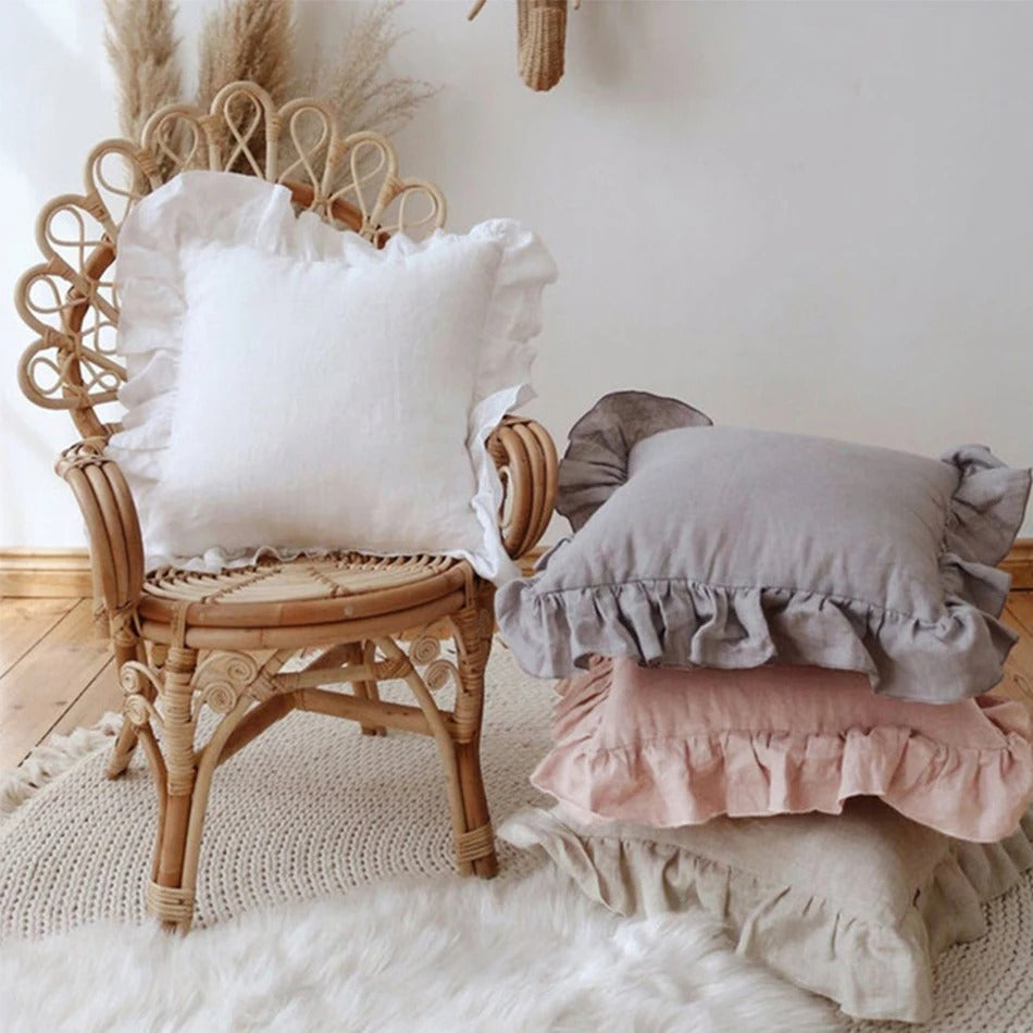 Linen Ruffle Cushion Cover - Ruffle Edge Linen