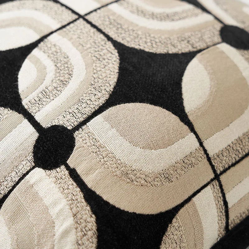 RegalRest Cushion Cover - Geometric Black & Khaki