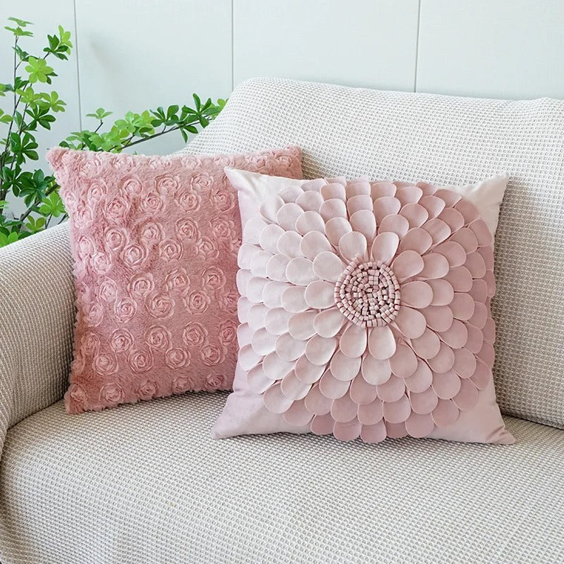 VelourVista Cushion Cover - Cute Plush 3D Design